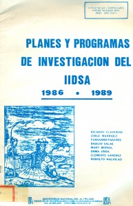 Planes y programas de investigación del IIDSA 1986-1989