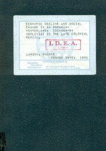 Economic decline and social change in an agrarian hinterland: Cochabamba (Bolivia) in the late colonial period