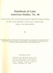 Handbook of Latin American Studies N° 40