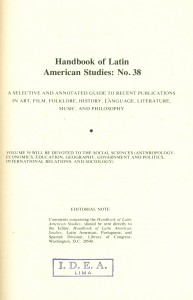 Handbook of Latin American studies N° 38