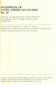 Handbook of Latin American Studies N° 42