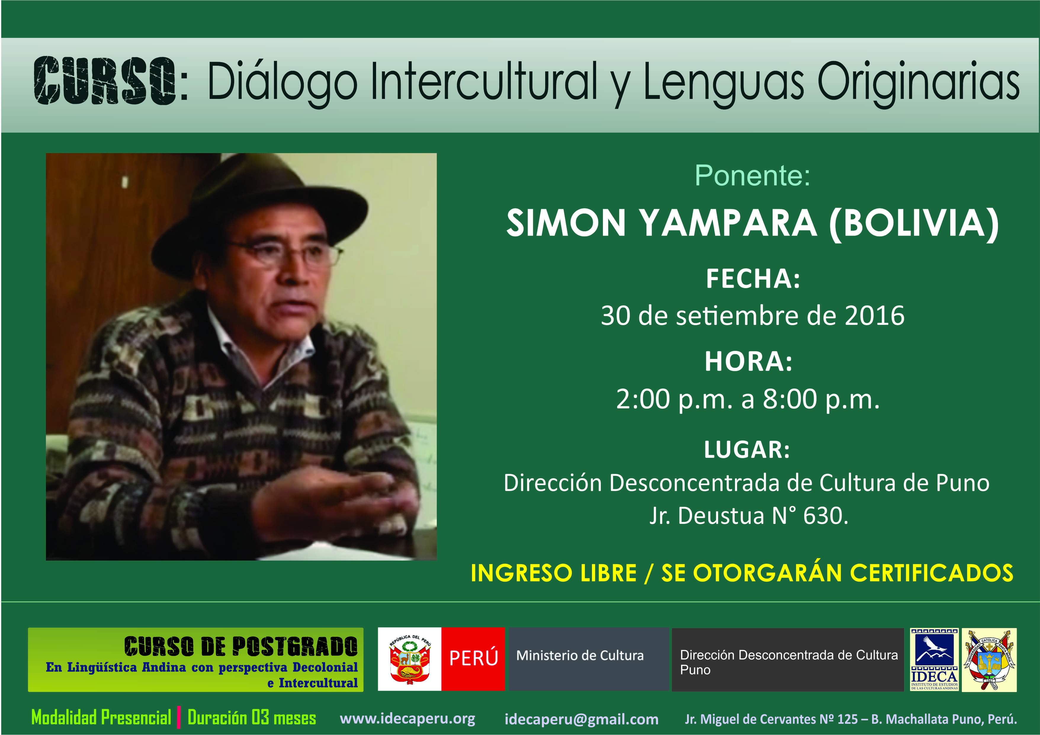 Curso: Diálogo Intercultural y Lenguas Originarias