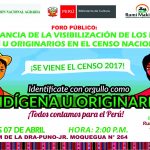 Foro Público: La Importancia de la Visibilización de los Pueblos Indígenas u Originarios en el Censo Nacional 2017