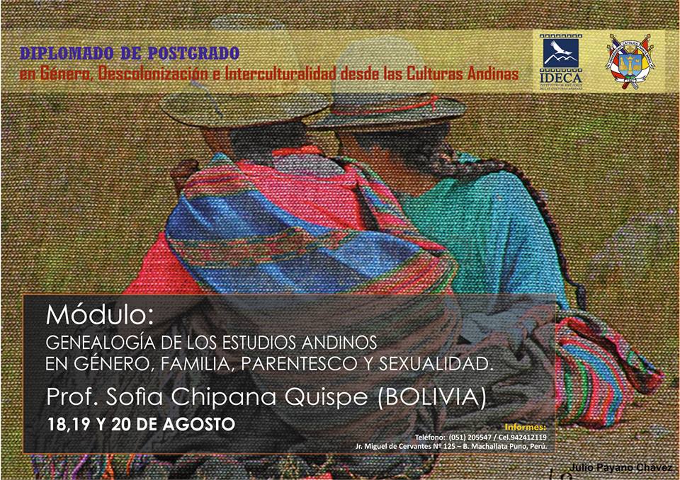 INVITACIÓN: DIPLOMADO POSTGRADO GDICA - Módulo III: “Genealogía de los Estudios Andinos en Género, Familia, Parentesco y Sexualidad”