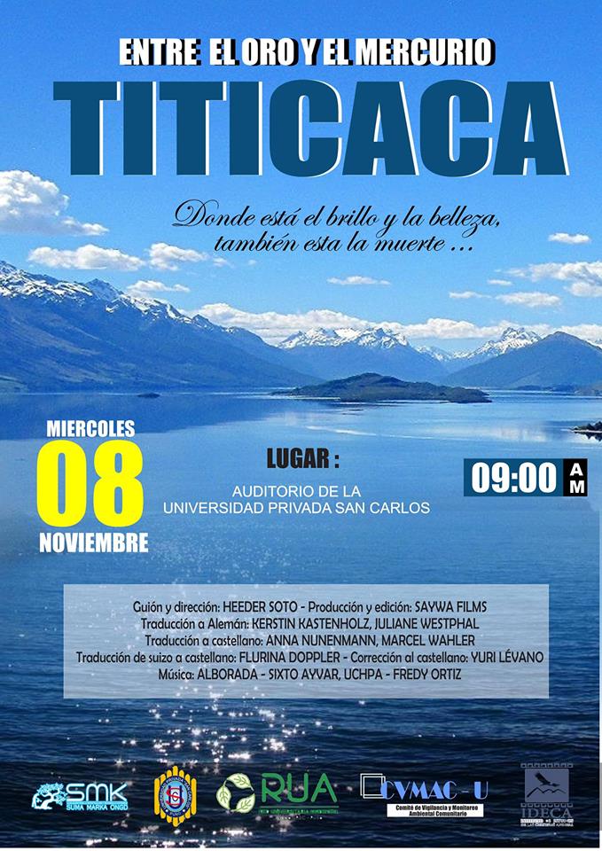 PUNO: El 08 de noviembre se proyectará el documental “Titicaca: entre el oro y el mercurio”