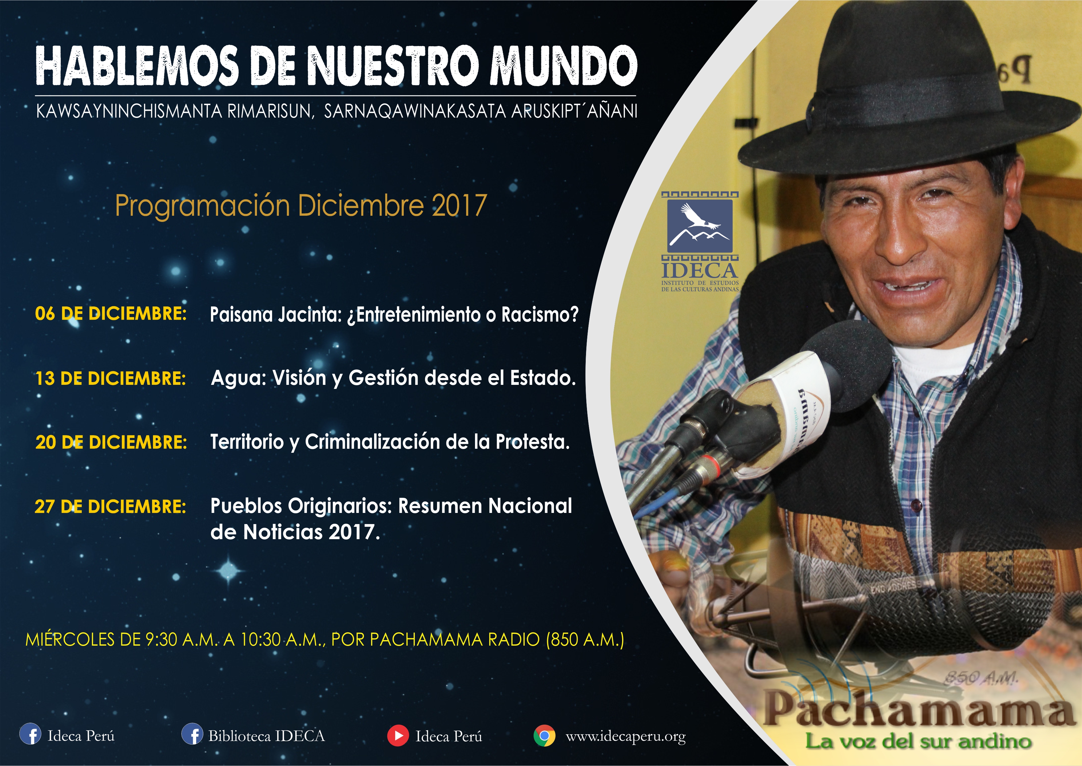 Programación Radio IDECA – Diciembre 2017