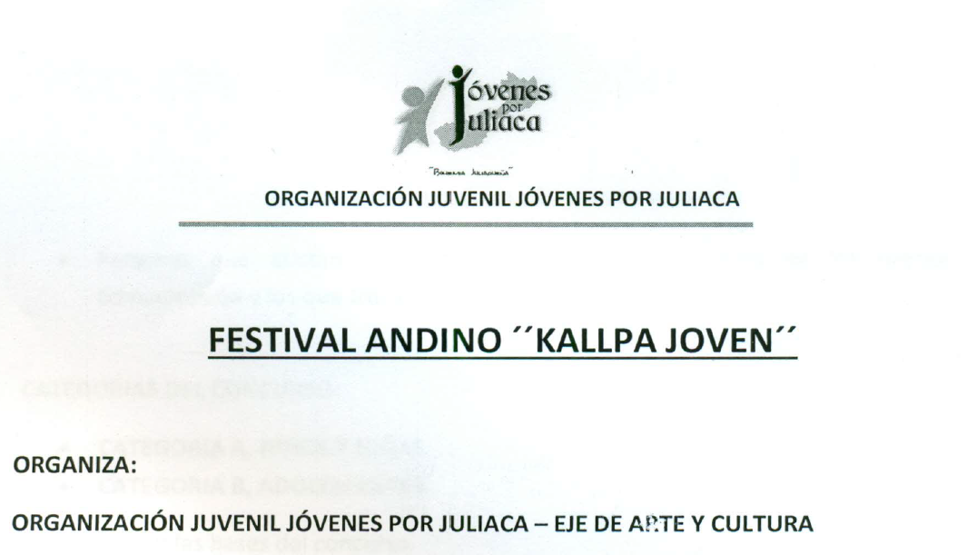 Juliaca: I Festival Andino “Kallpa Joven”,