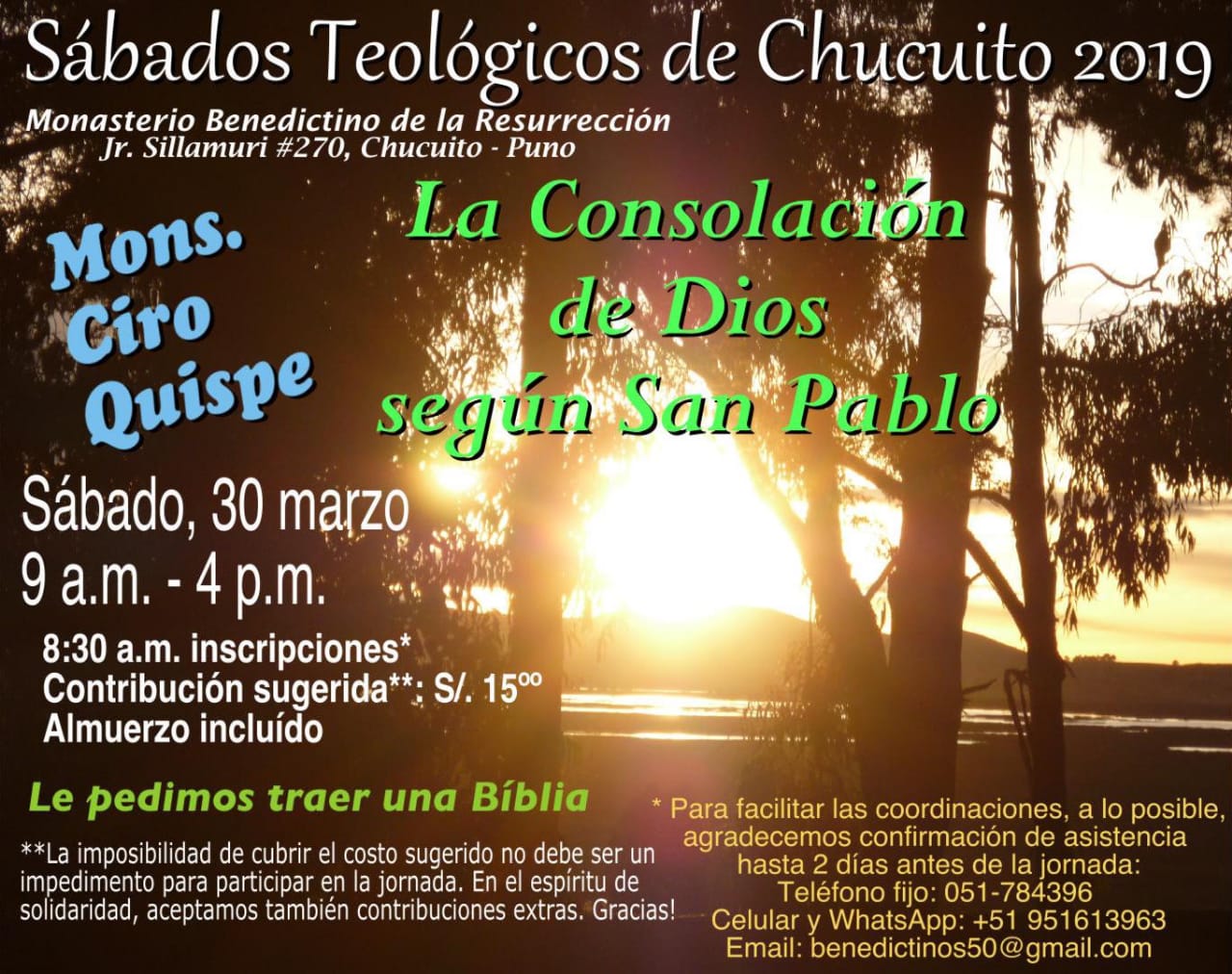 Puno: Invitación para la primera jornada de los “Sábados Teológicos de Chucuito 2019”