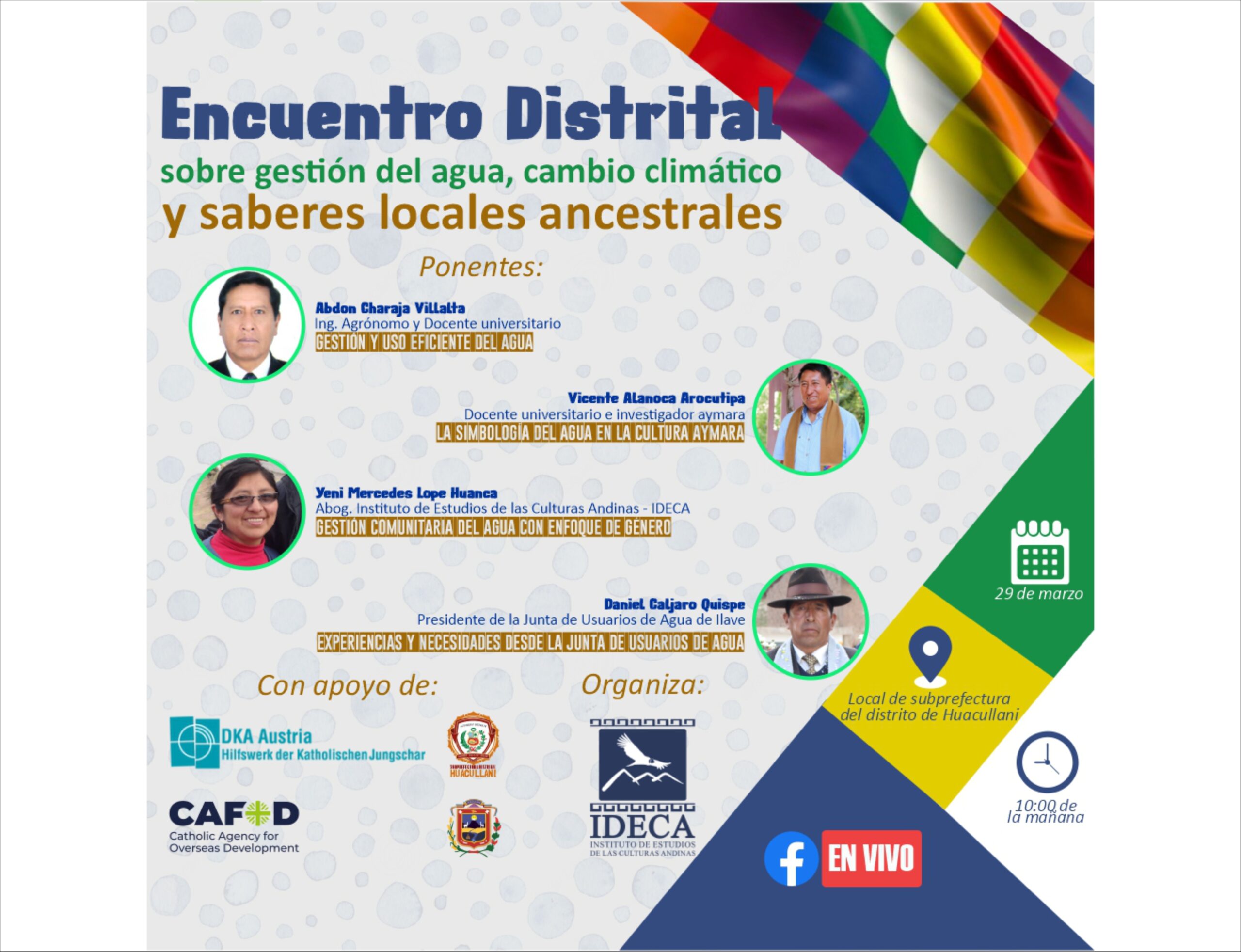 Encuentro distrital sobre gestión del agua, cambio climático y saberes locales ancestrales.