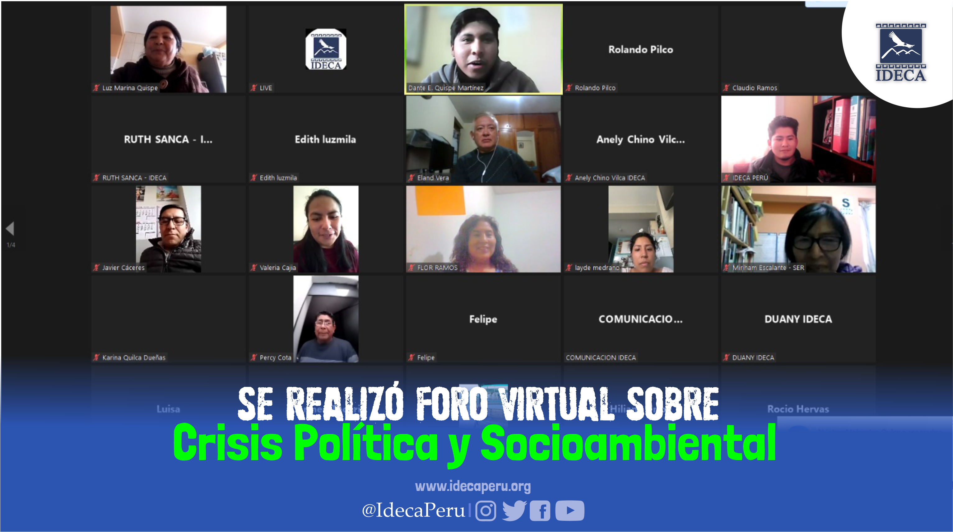 <strong>Se realizó foro virtual sobre Crisis Política y Socioambiental</strong>