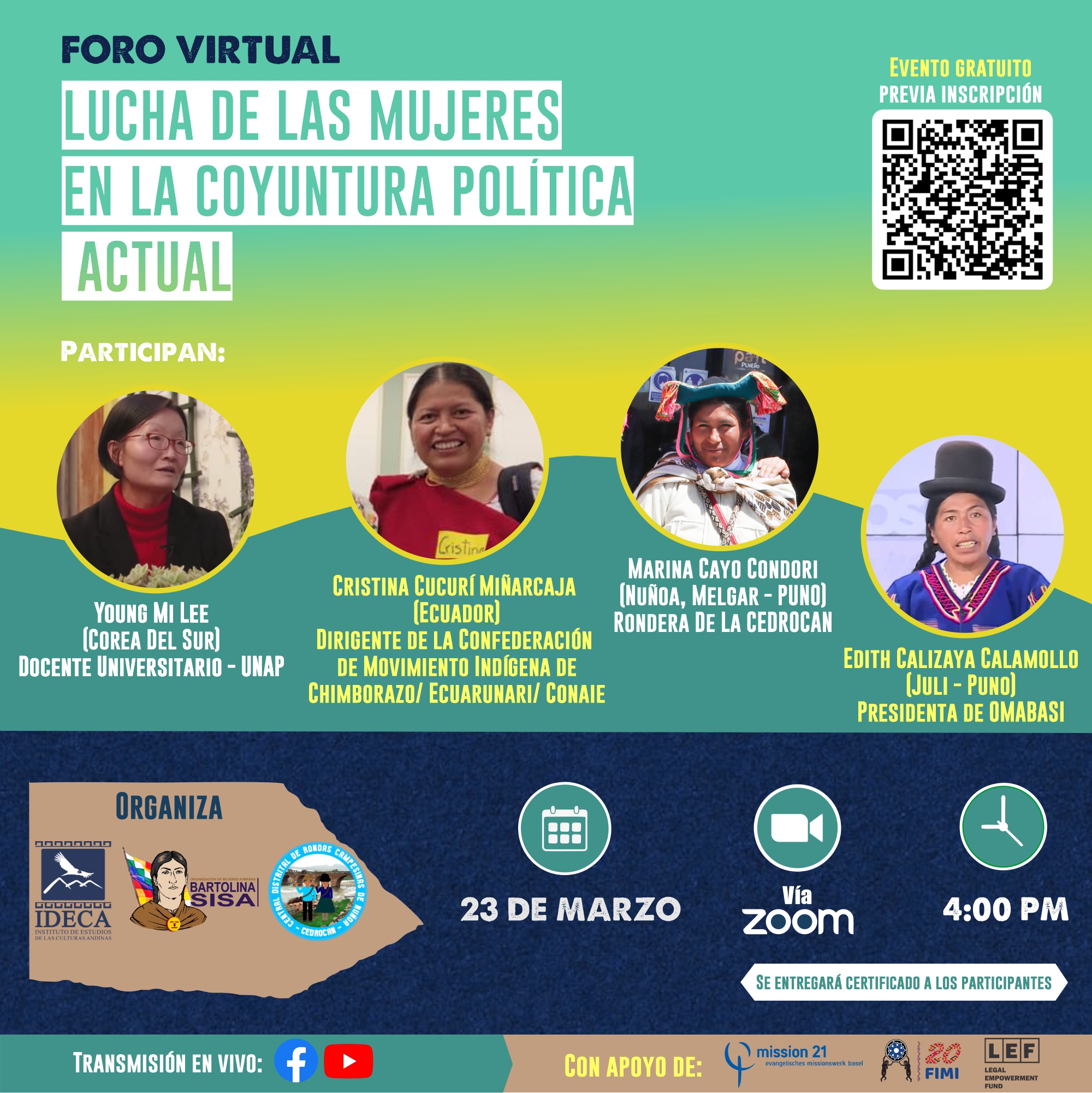 <strong>SE REALIZÓ FORO VIRTUAL SOBRE LA LUCHA DE LAS MUJERES EN LA COYUNTURA POLÍTICA ACTUAL</strong>