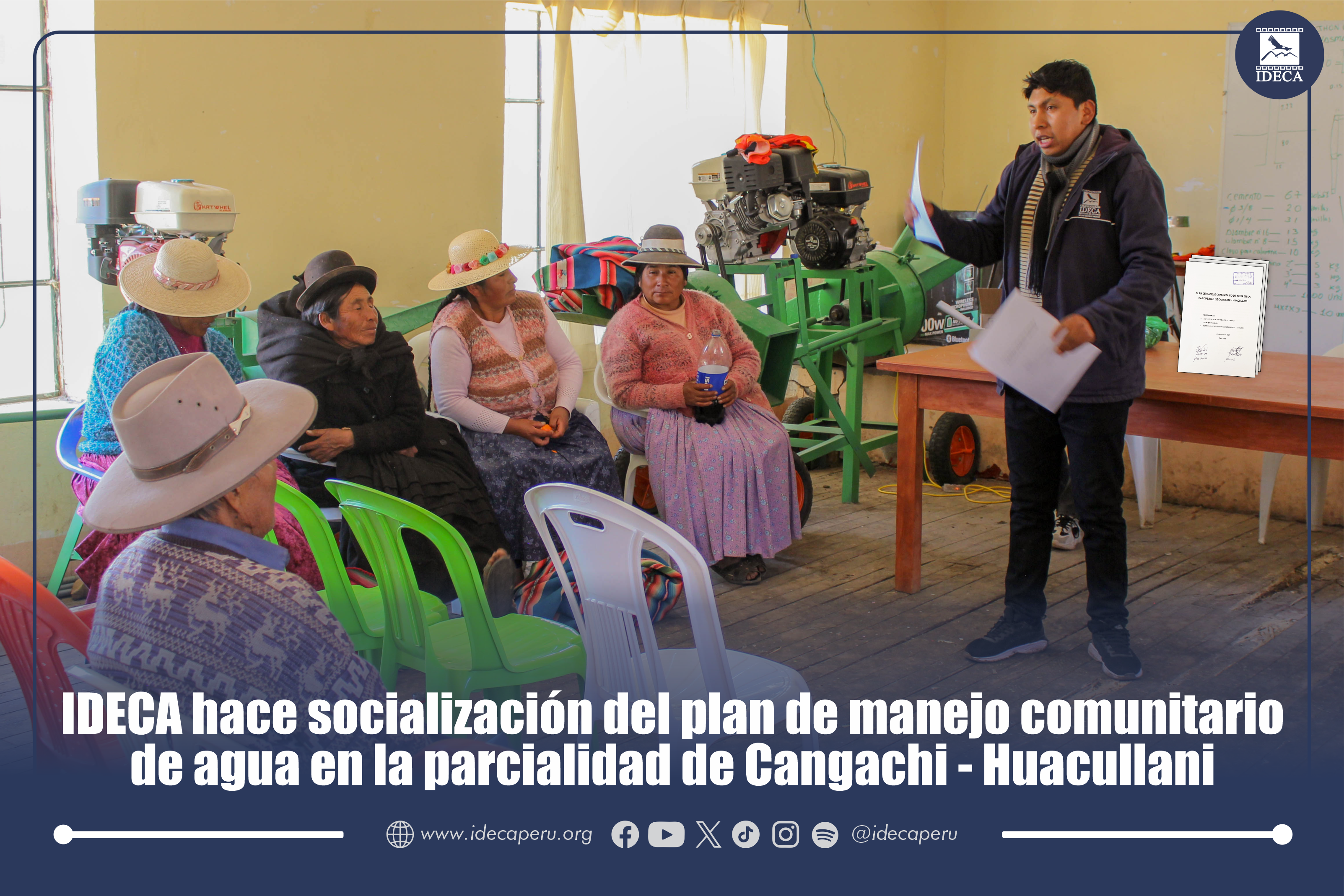 IDECA hace socialización del plan de manejo comunitario de agua en la parcialidad de Cangachi - Huacullani