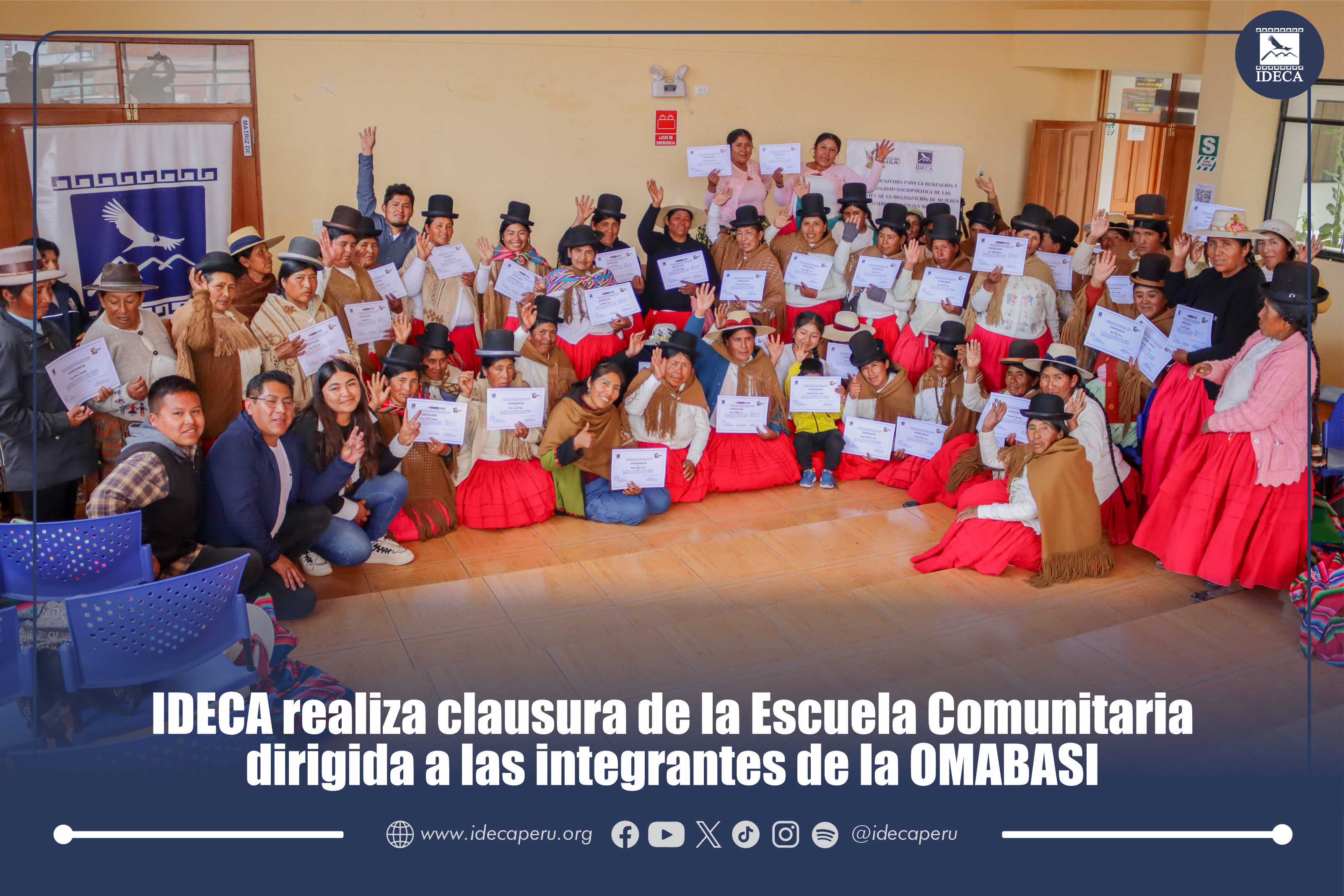 IDECA REALIZA CLAUSURA DE LA ESCUELA COMUNITARIA DIRIGIDA A LAS INTEGRANTES DE LA OMABASI