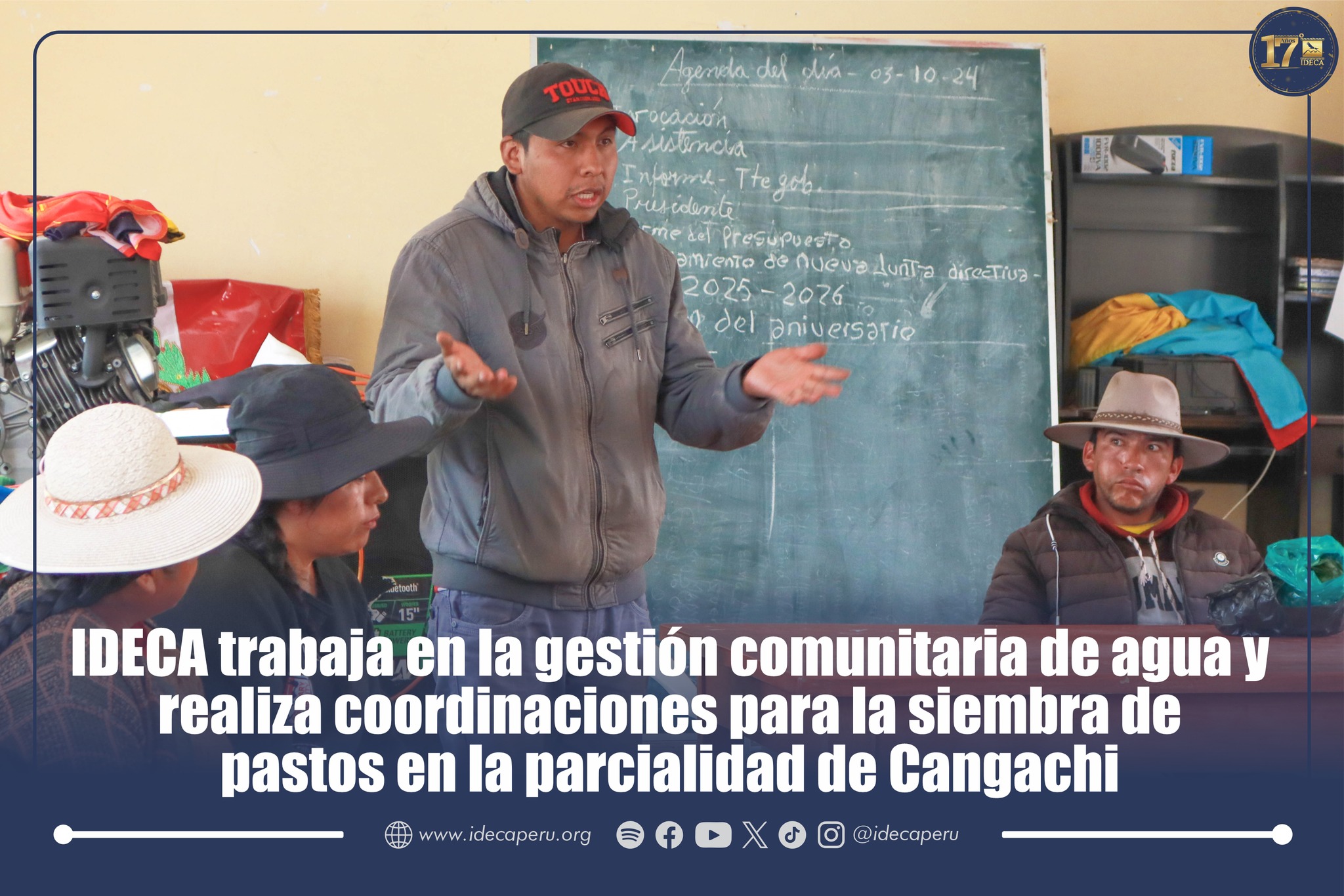 IDECA trabaja en la gestión comunitaria de agua y realiza coordinaciones para la siembra de pastos en la parcialidad de Cangachi