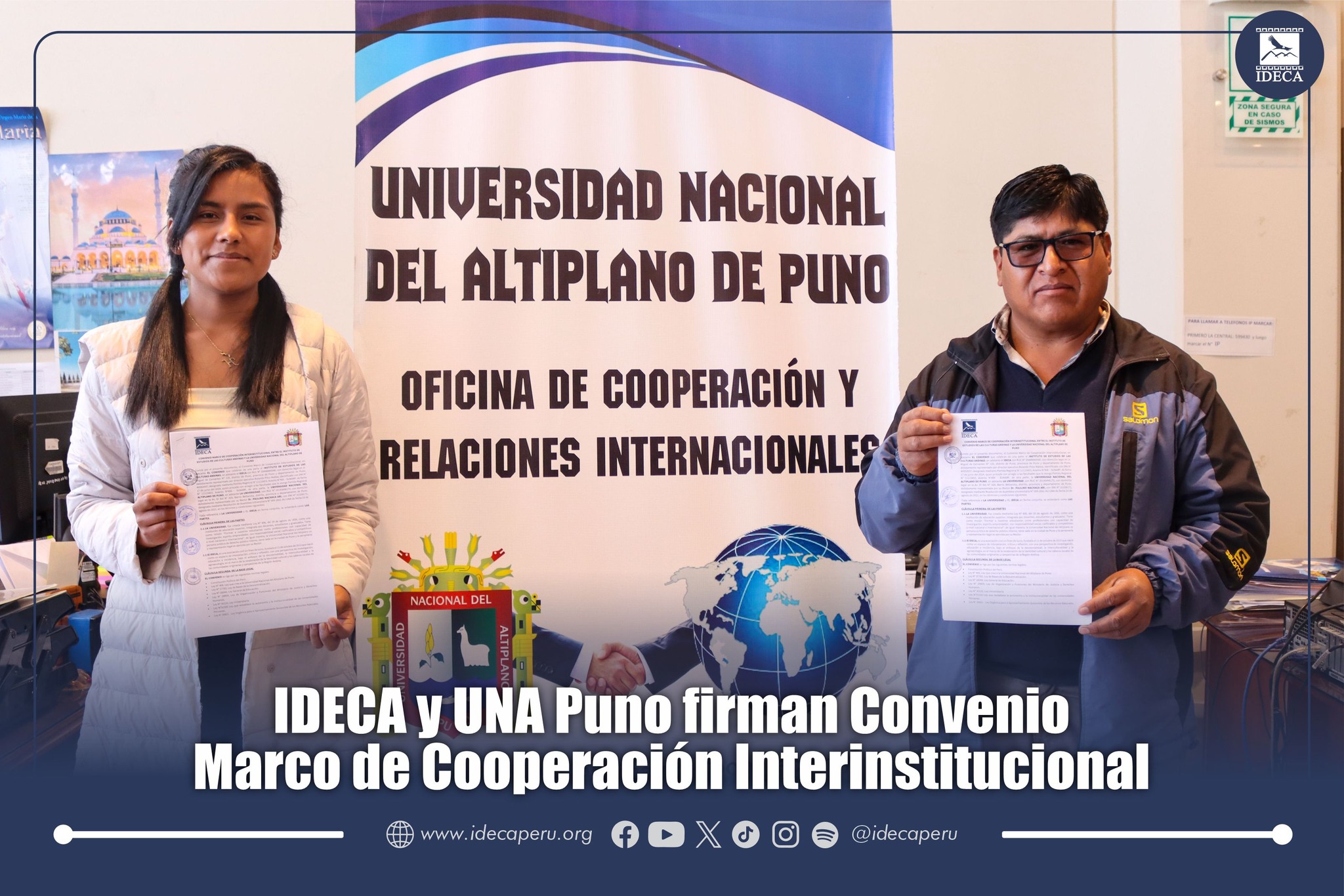 IDECA y UNA Puno firman Convenio Marco de Cooperación Interistitucional