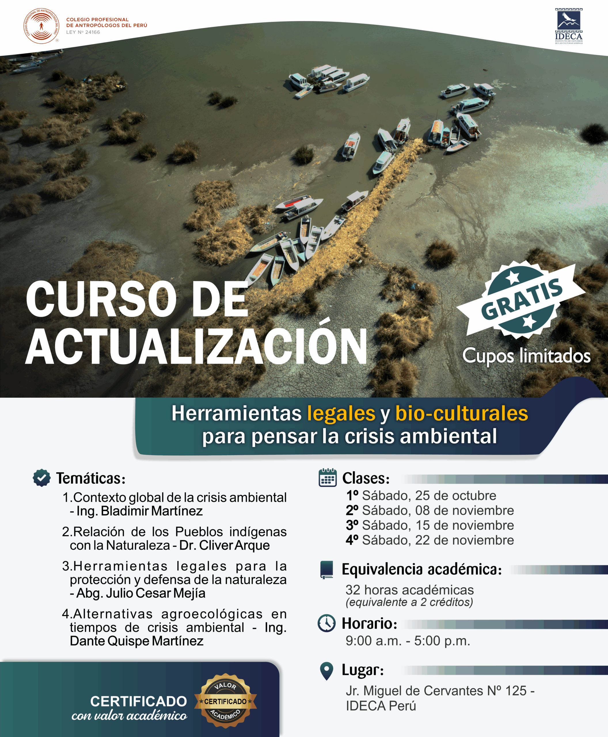 Curso de actualización "Herramientas legales y bio-culturales para pensar la crisis ambiental"