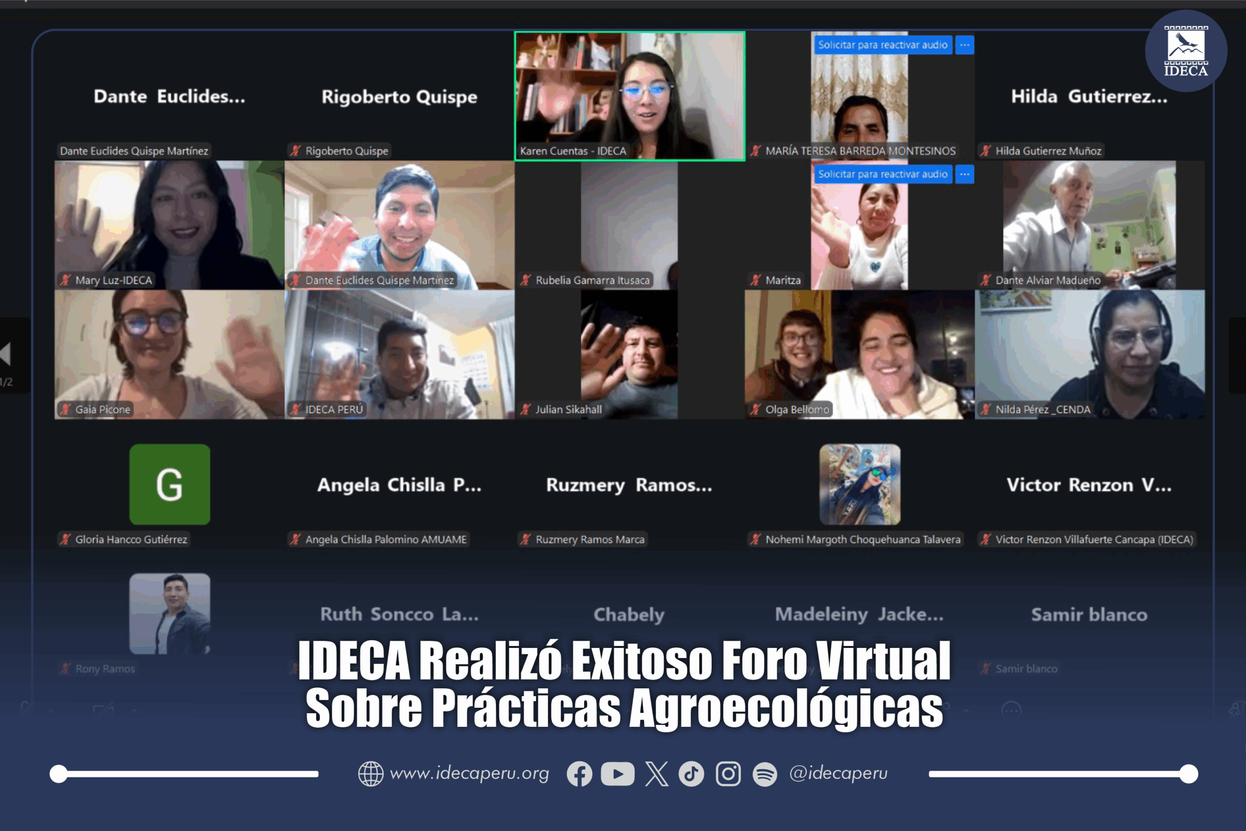 IDECA Realizó Exitoso Foro Virtual Sobre Prácticas Agroecológicas